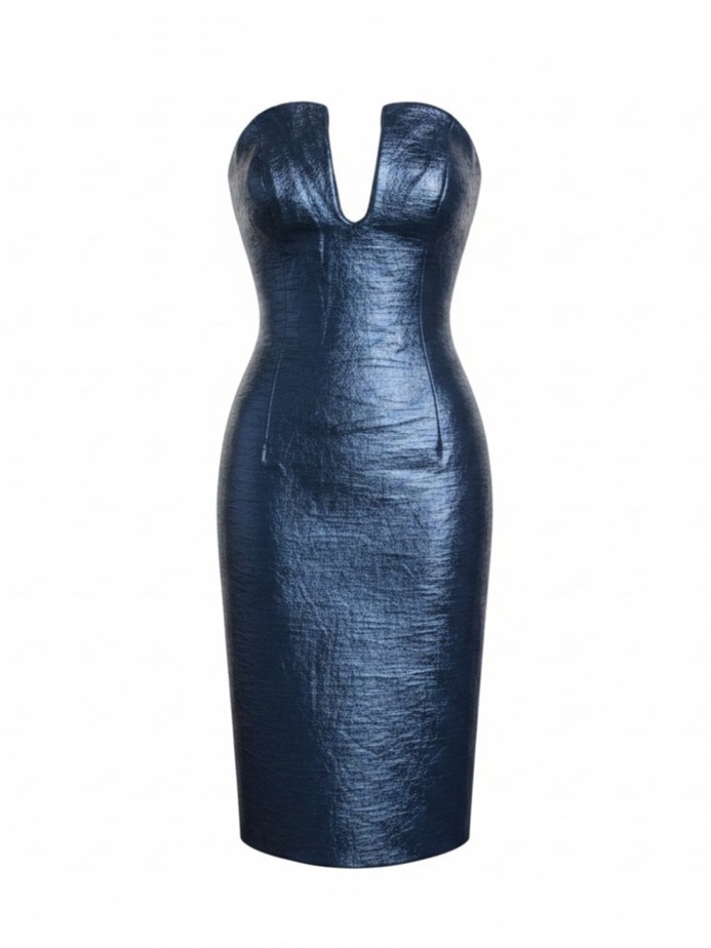 Nicholas Navy Blue Distressed Patent leather Dress, Size US 0